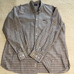 Faconnable Classique grey and orange plaid cotton shirt